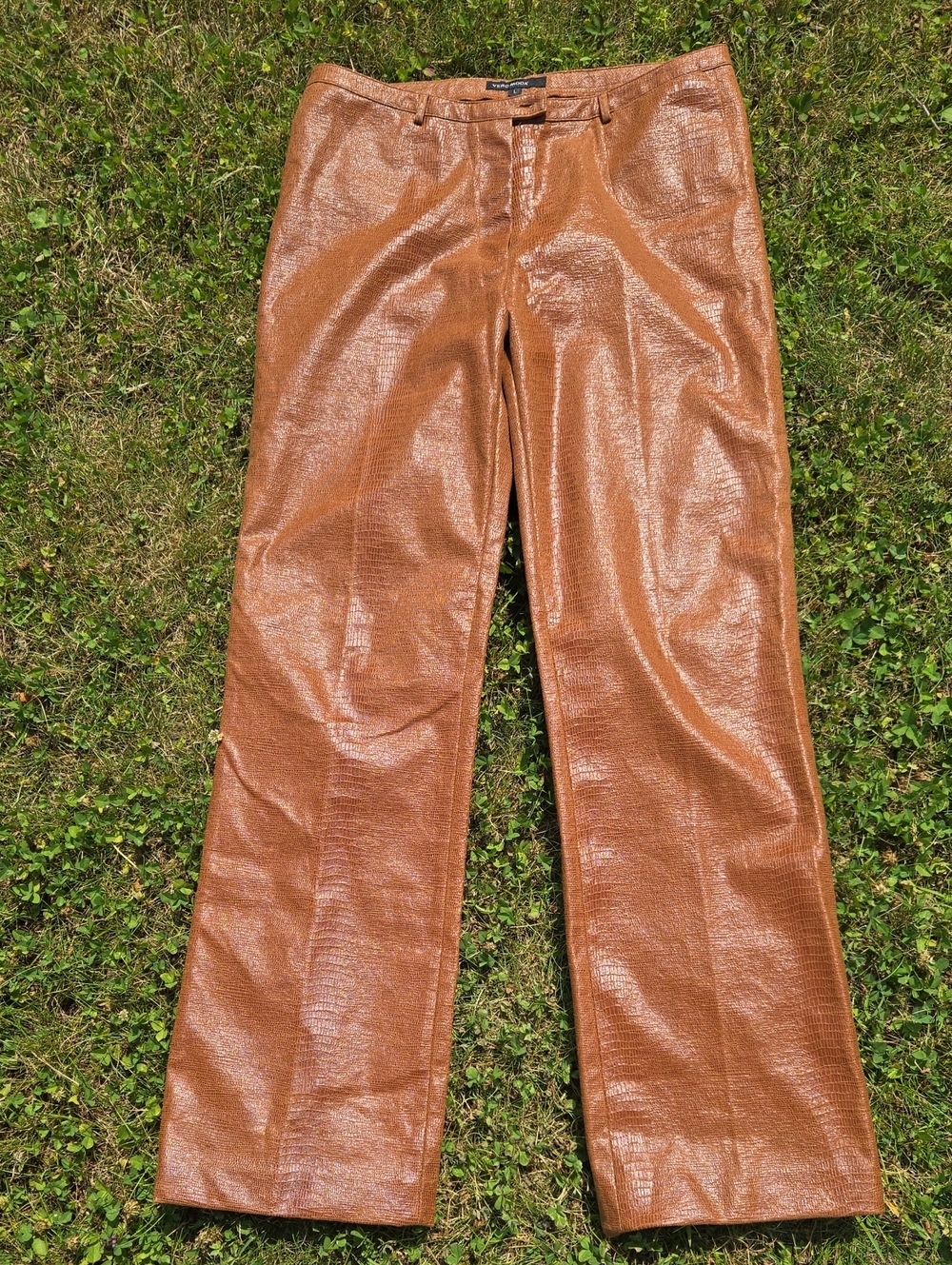 Vero Moda Cognac Faux Leather Textured Pants